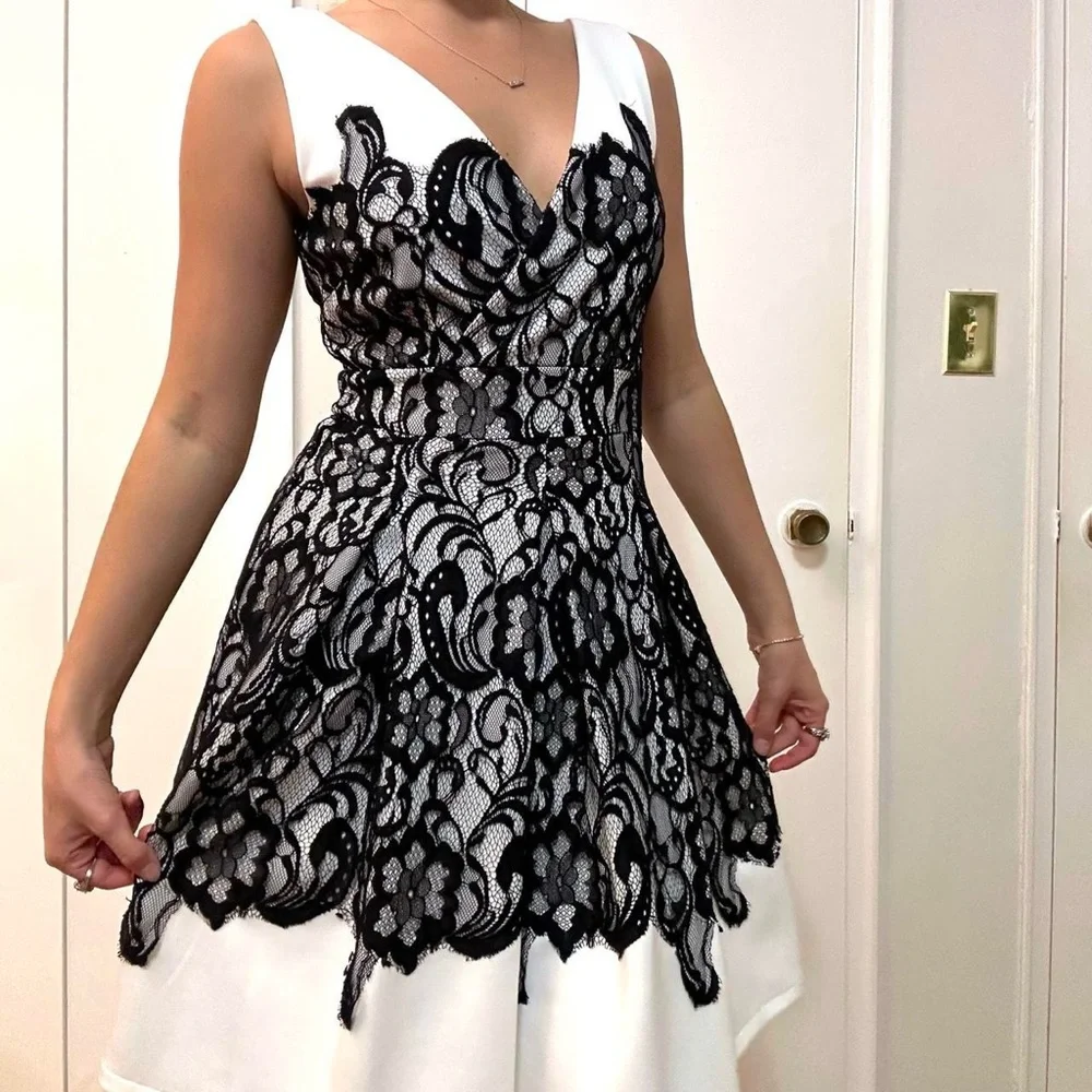 le chateau black lace dress le chateau | Dresses | Le Chateau Lace Dress Black And White Size Small